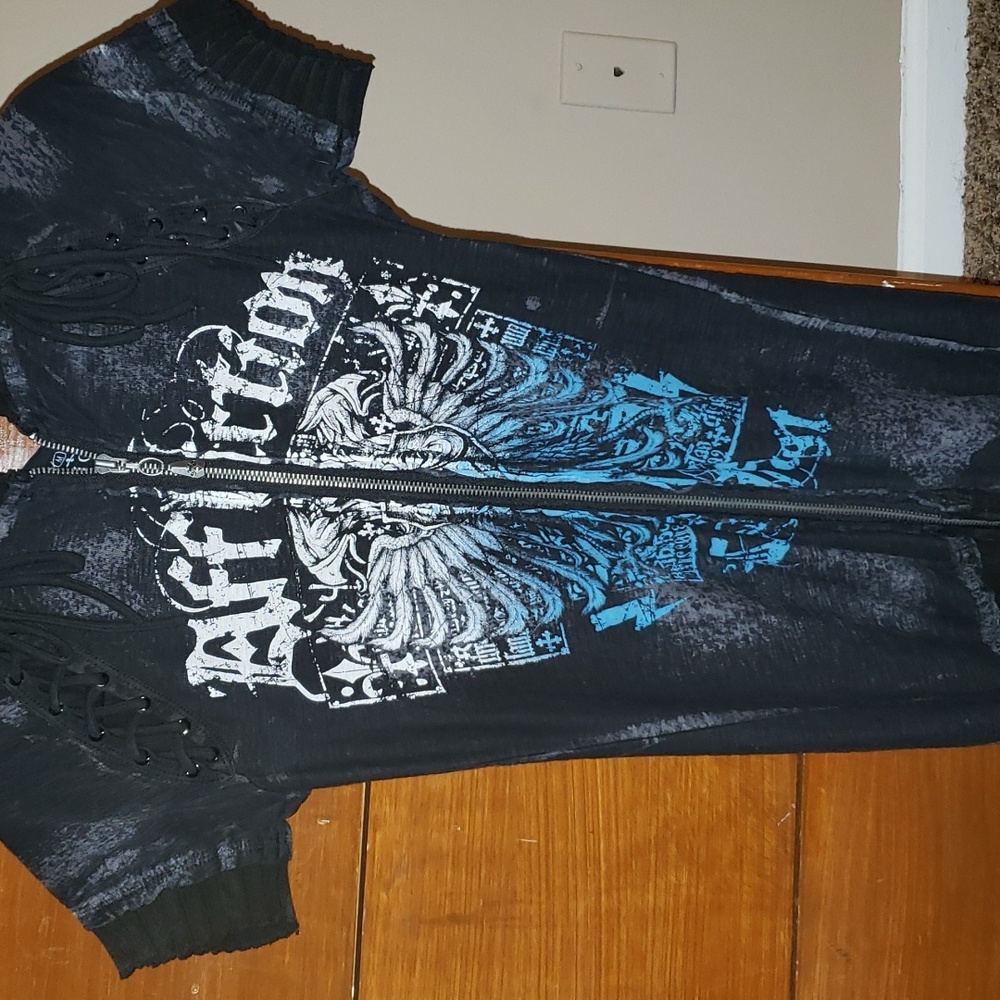 Affliction zip up hooded dress